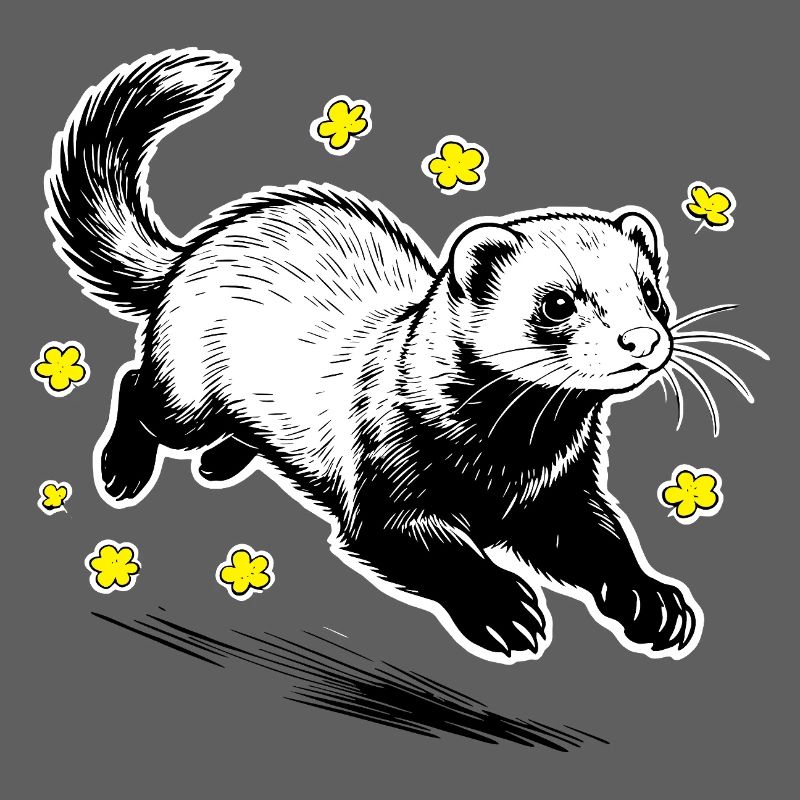 Frettchen in Blüten glitzern