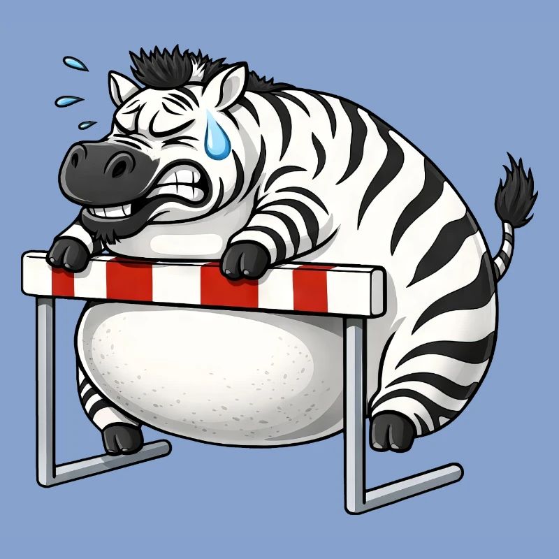 Funny Zebra Cartoon Clumsy Hurdle Race