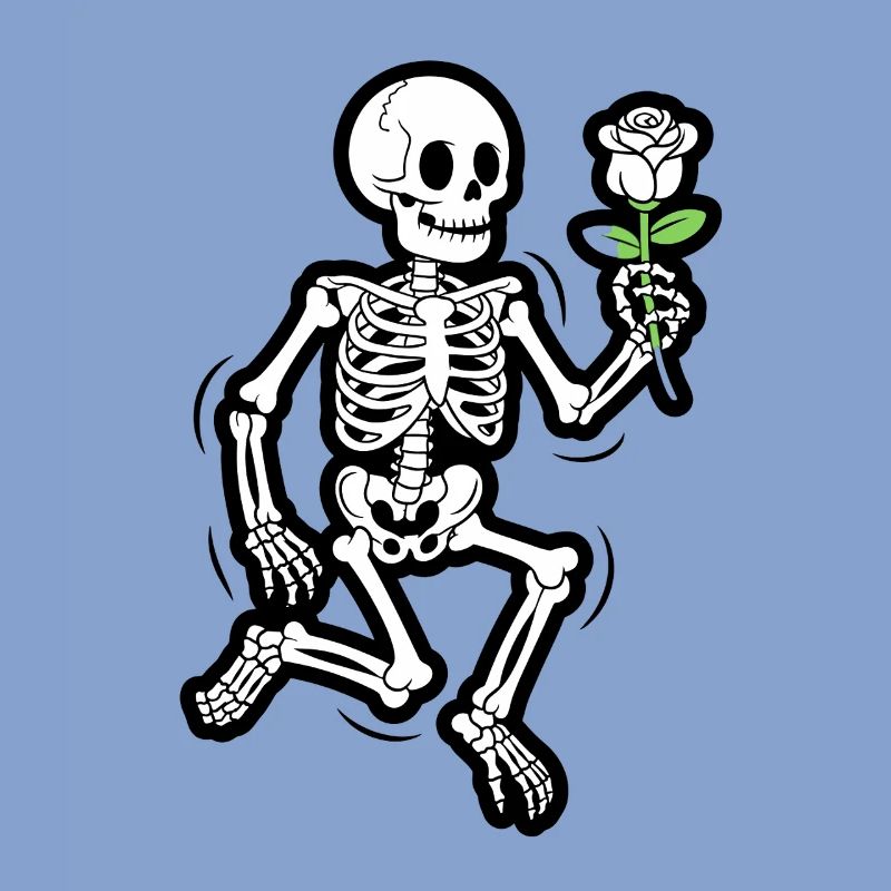 Dancing Skeleton with Rose Funny Halloween