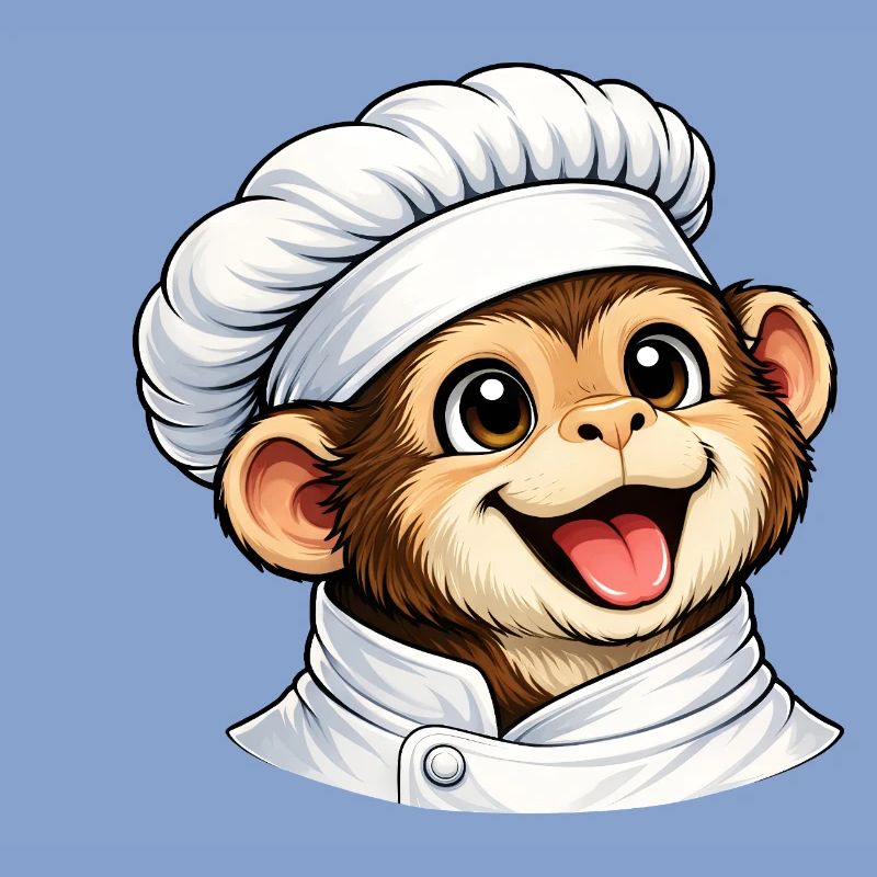 Dessin animé Singe Chef Mignon