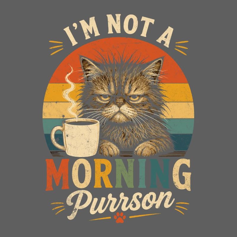 Morgenmuffel Katze mit Kaffee