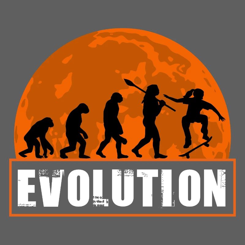 Skateboard Evolution Retro Sunset Skater