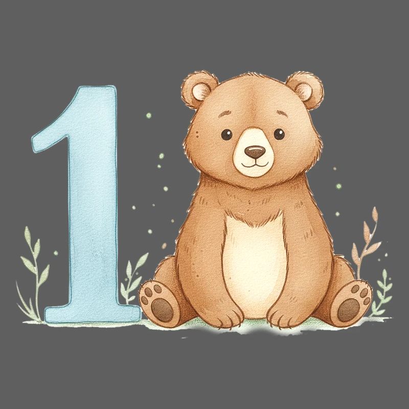 Ours aquarelle avec le numéro 1