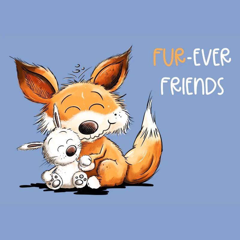Fox with Rabbit Friendship Saying