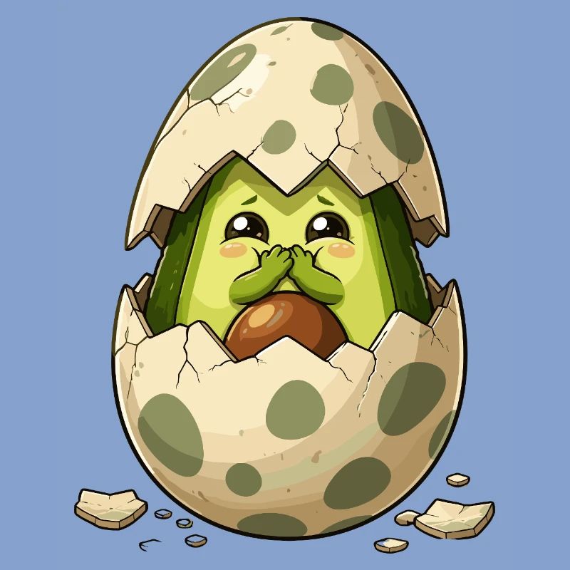 Avocado chicks from eggshell
