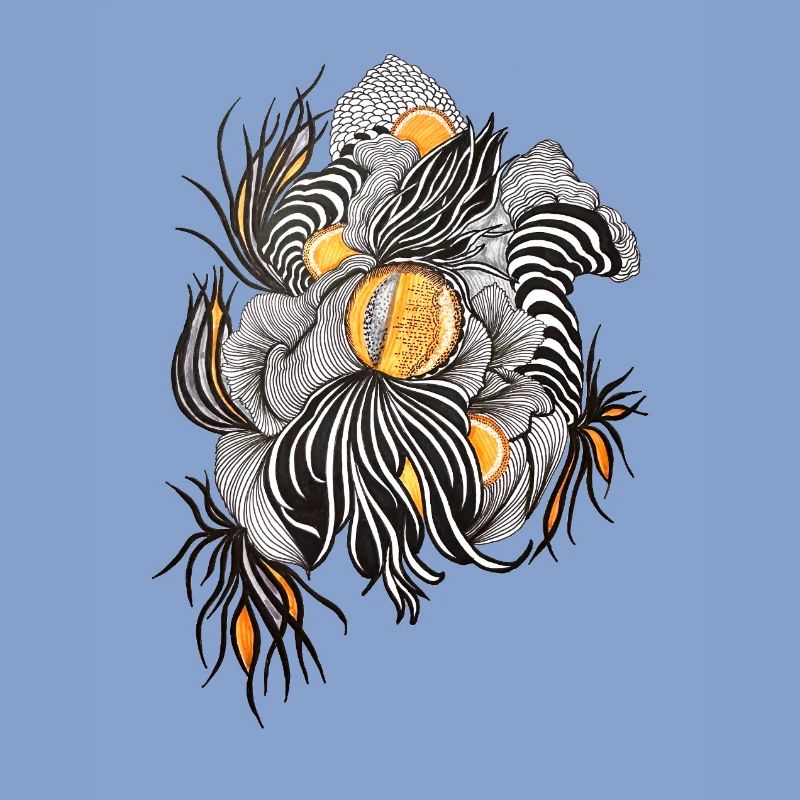 Noir Blossoms Orange Accents