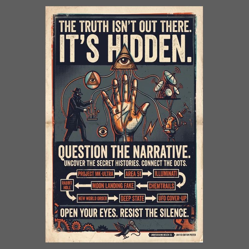 Vérités cachées : Poster rétro de conspiration