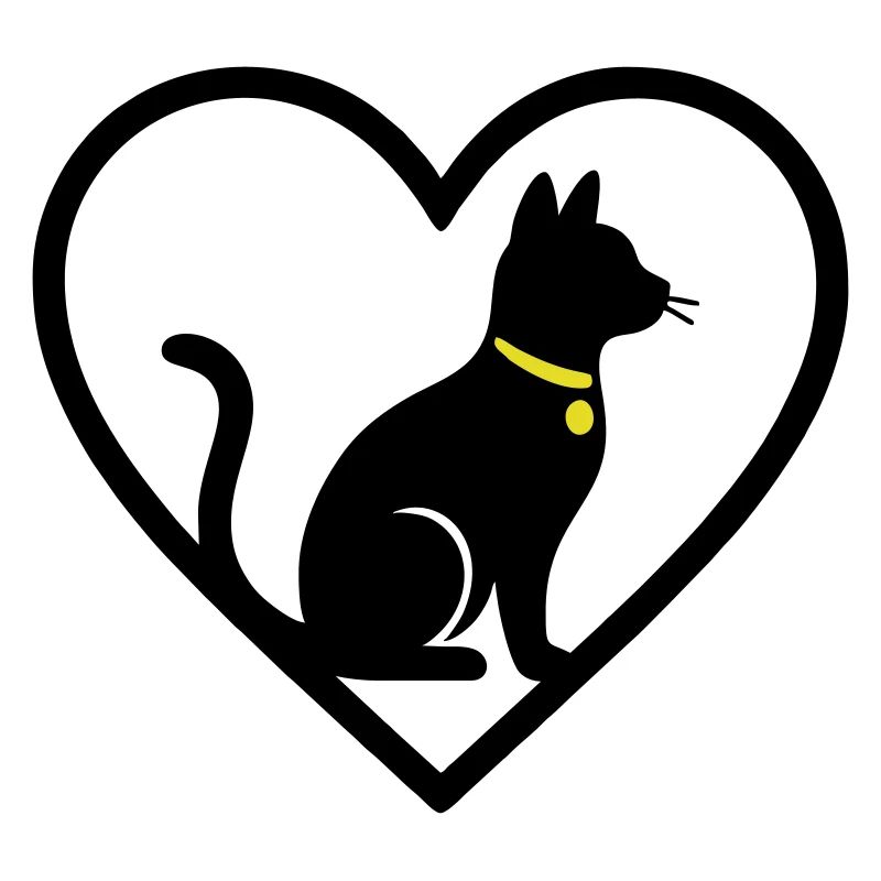 Cat Heart Silhouette Cute Pet Lover