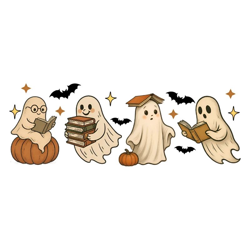 Spooky Bookish Ghosts Halloween Design