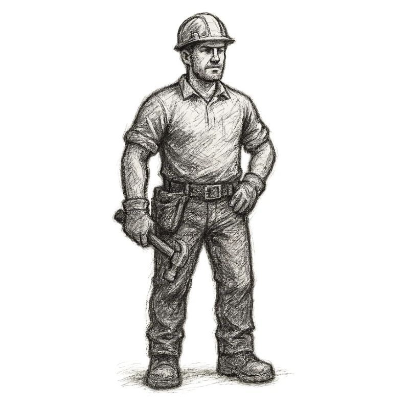 Rough sketch of construction worker with hammer