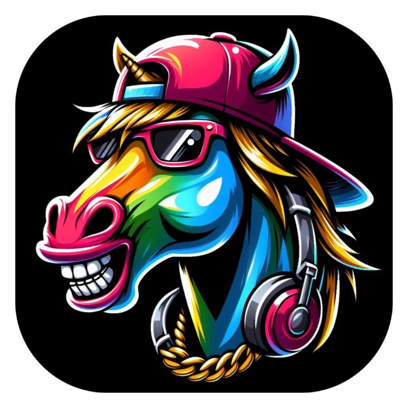 Cartoon Pferd Rapper bunt