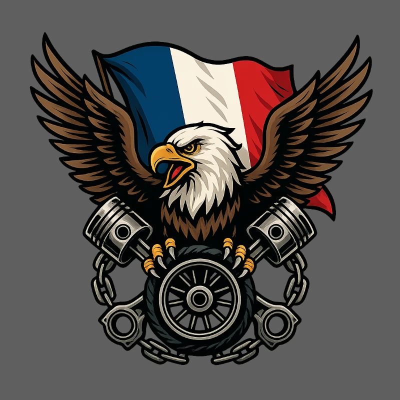 Aigle français avec drapeau 