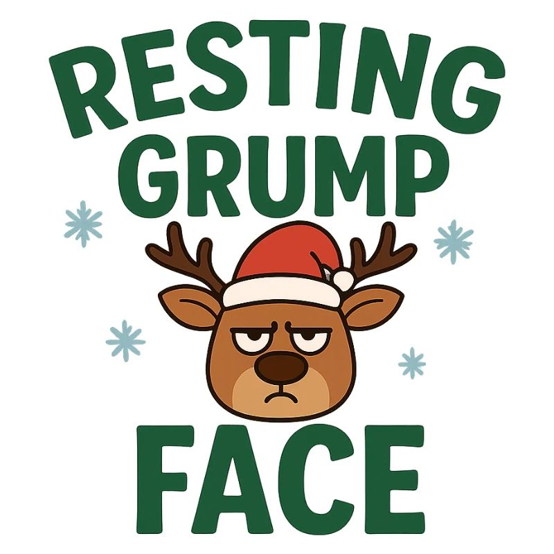 Resting Grump Face Reindeer with Hat