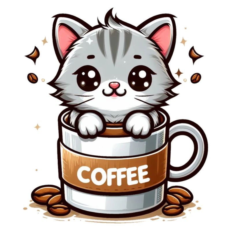 Cat with Coffee Mug 1