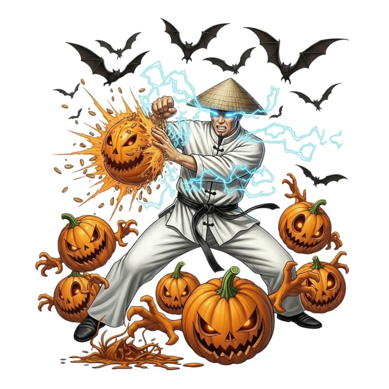 Ninja vs Halloween Pumpkins