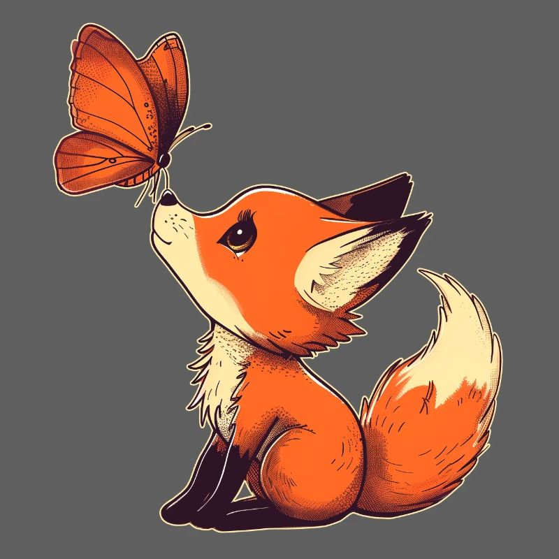 Renard avec papillon