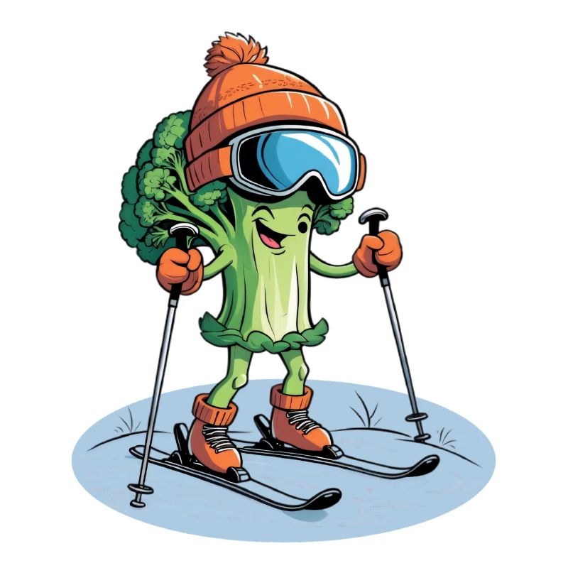 Broccoli skier with cap
