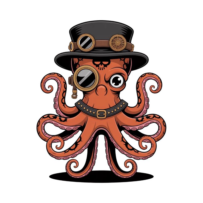 Pieuvre dans le style steampunk avec monocle