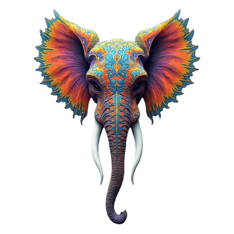 Tête d’éléphant arc-en-ciel ornée