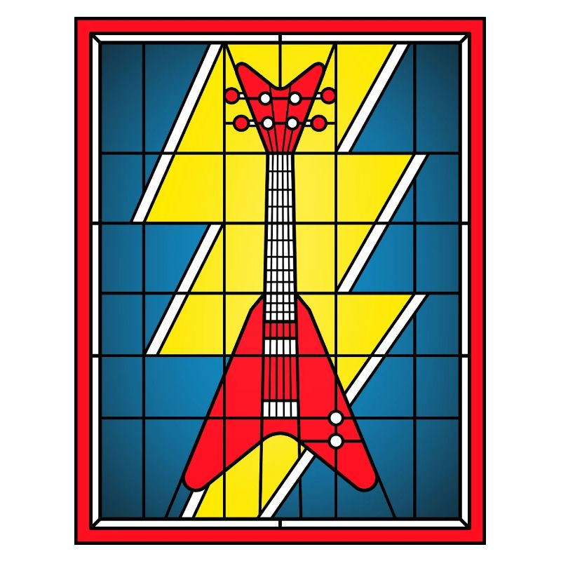 Guitare en vitrail avec éclair