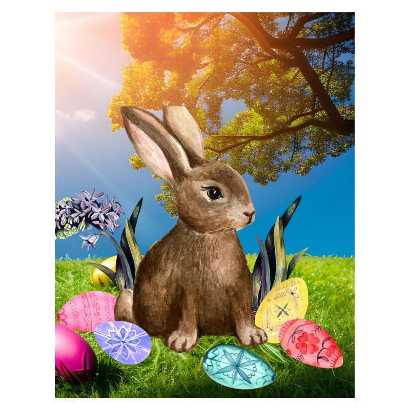 Spring Easter bunny with Easter eggs