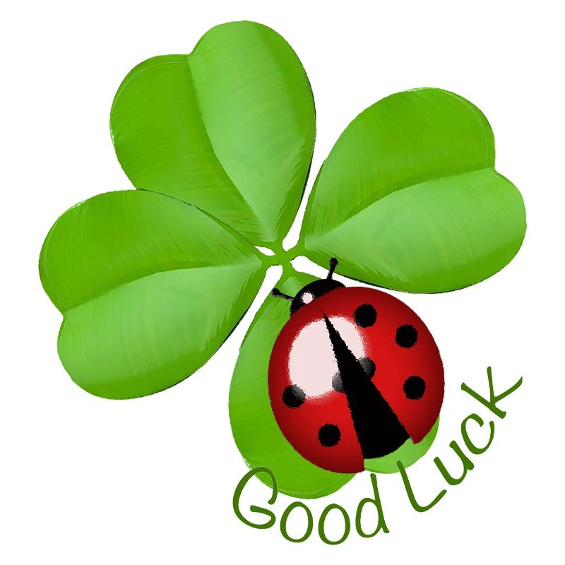 Good Luck Clover with Ladybug | Lucky Charm Art