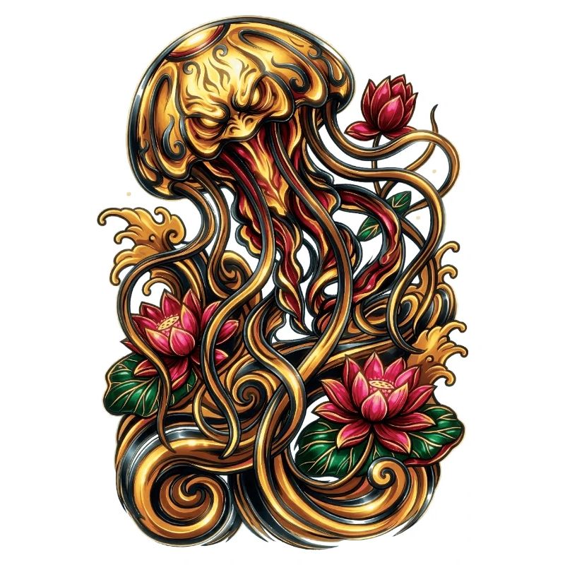 Graphique esthétique de tatouage de méduse