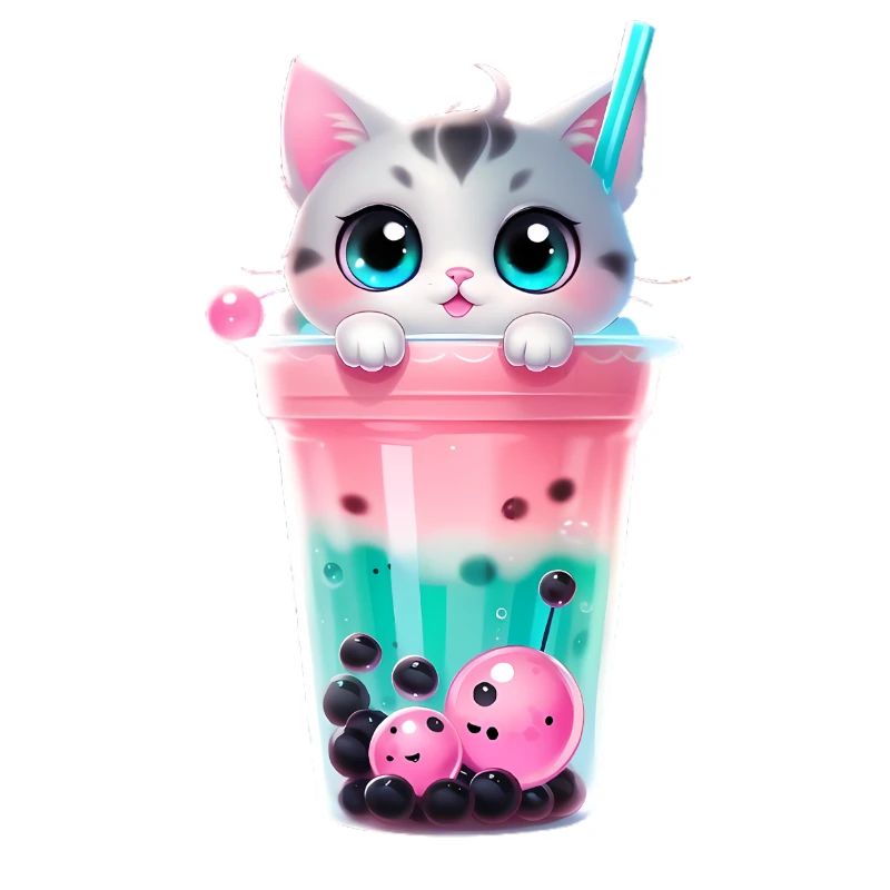 Kätzchen Bubble Tea Pastell