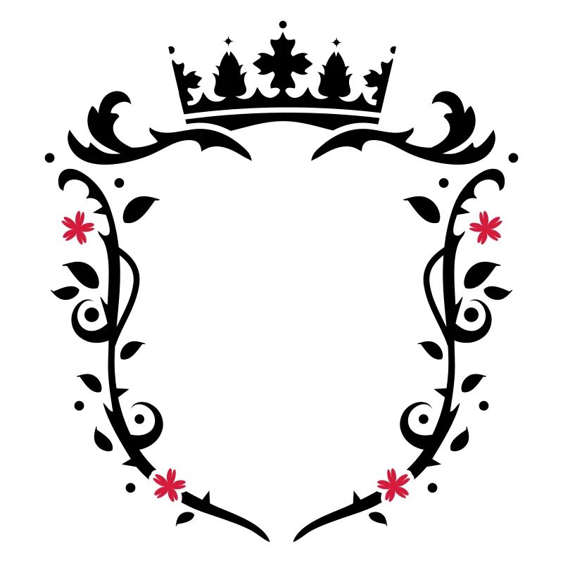 floral emblem with a crown