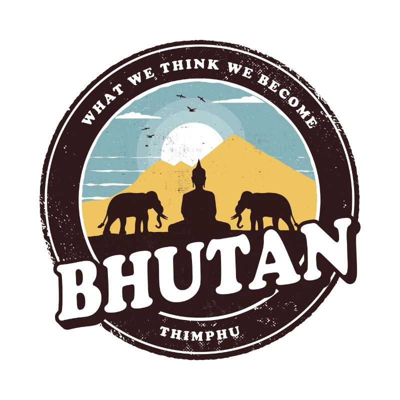 Bhoutan Buddha design avec eléphants / idée cadeau