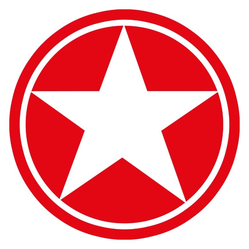Etoile dans rond rouge cinq branches pentagramme