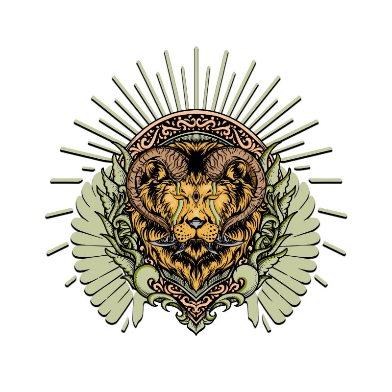 Impressive horned lion