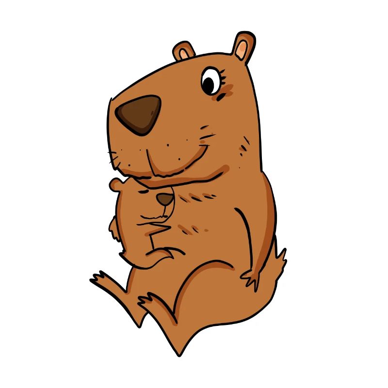 Famille - Capybara avec bébé Capybara