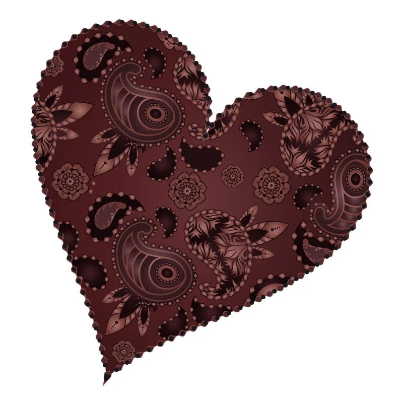 dark red heart in paisley pattern style