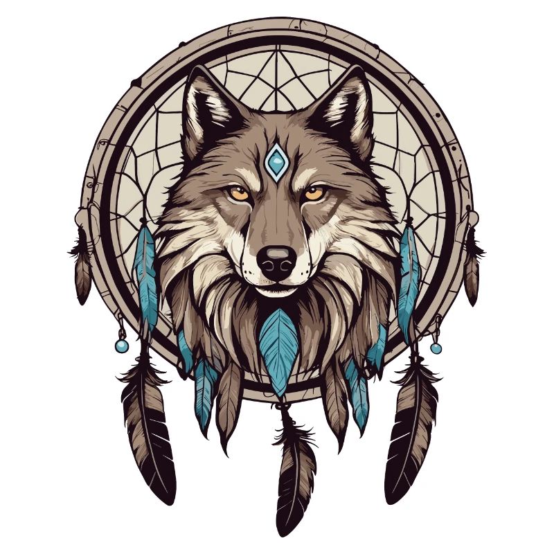 Dream catcher with wolf