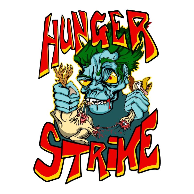 Hunger Strike, monster diet horror art tees