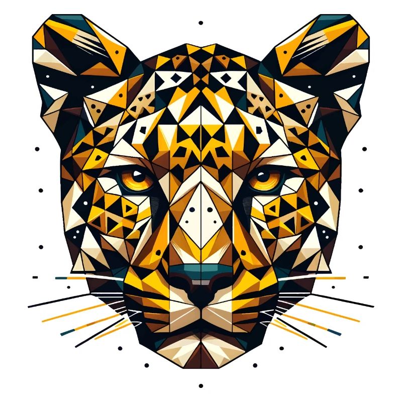 Geometric Leopard Head Polygons Motif