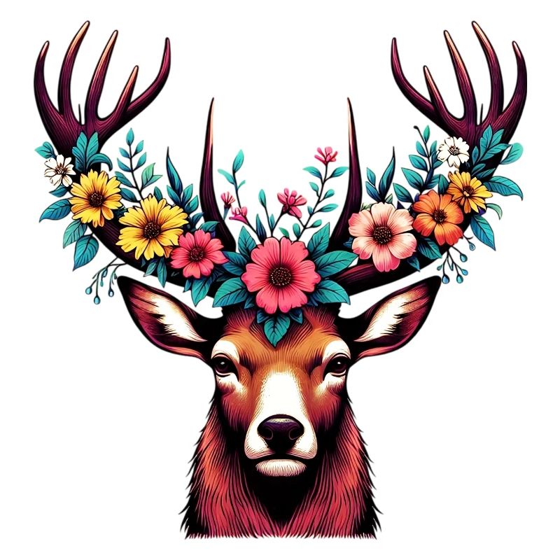 Hirsch mit Blumen