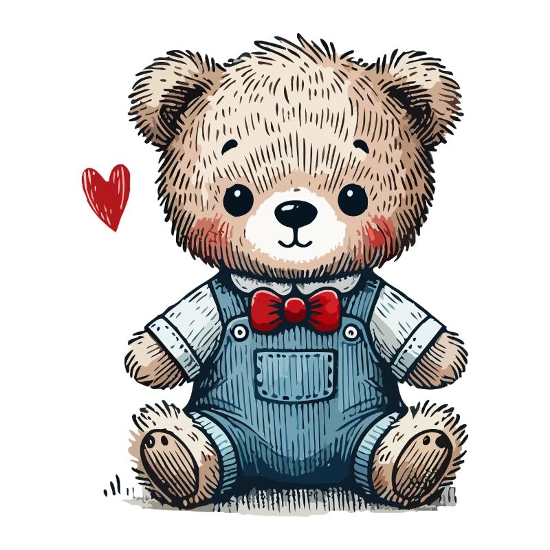 Vintage teddy bear with dungarees