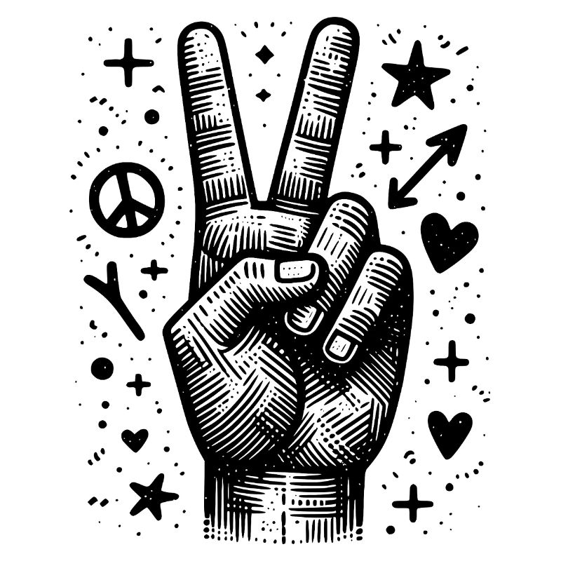 Peace Doodle – Dessin à la main expressif