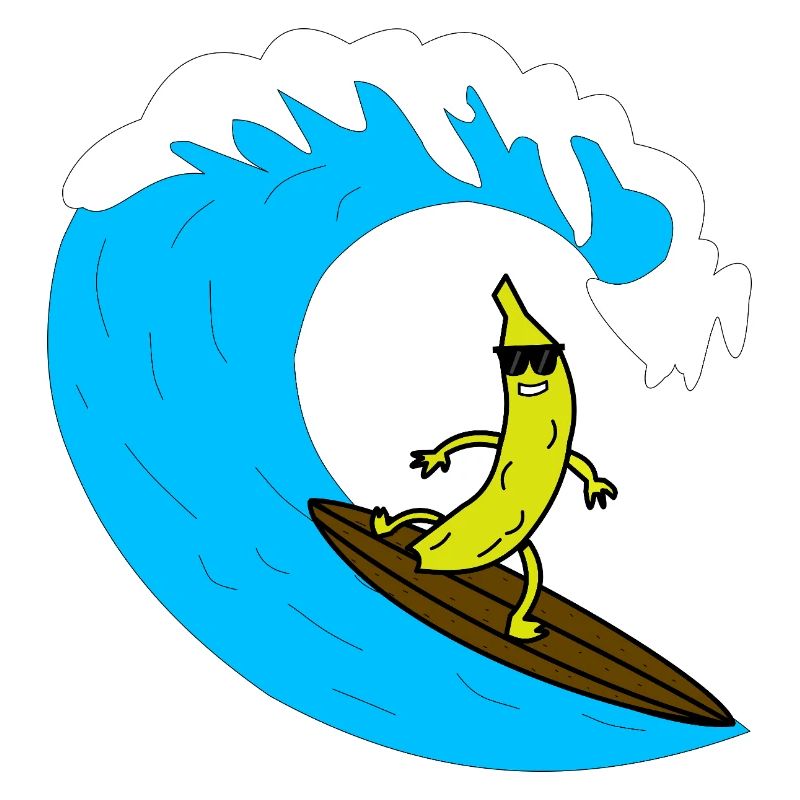 Banana surfer on wave