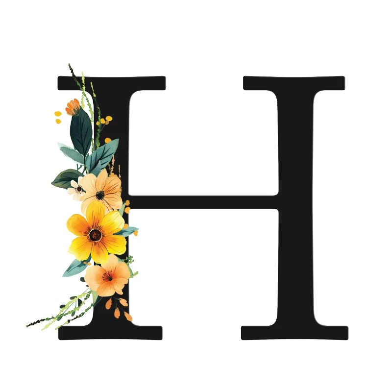 H Monogramm, Floral, personalisierbar