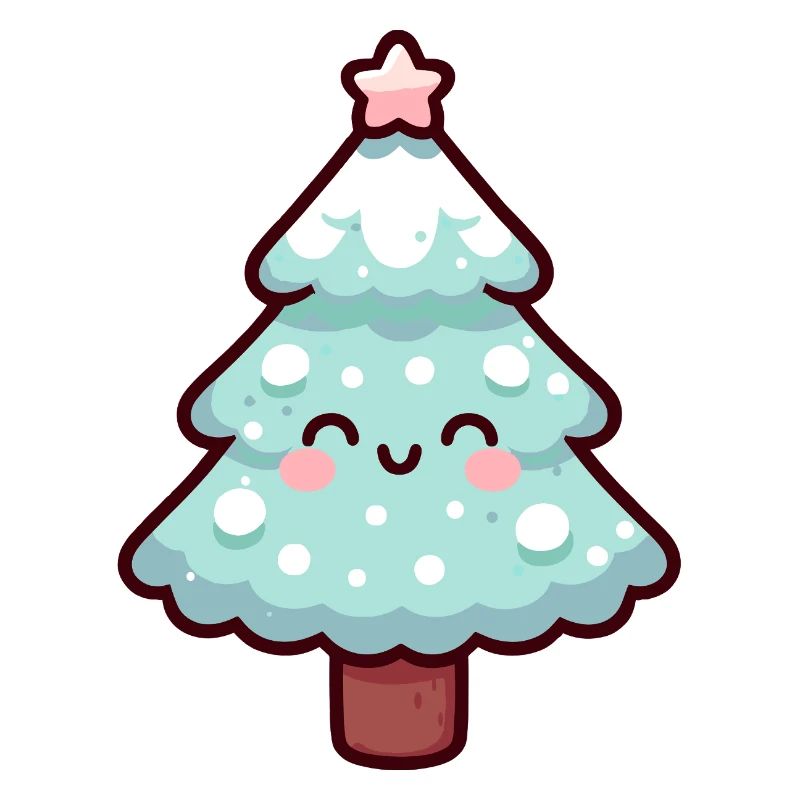 Conception d’arbre de Noël enneigé kawaii