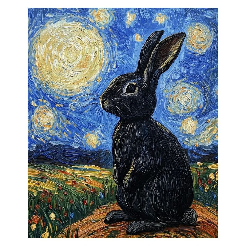 Bunny Van Gogh Style Starry Night