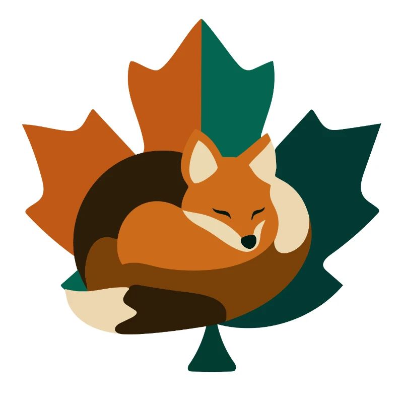Fox in maple leaf design.