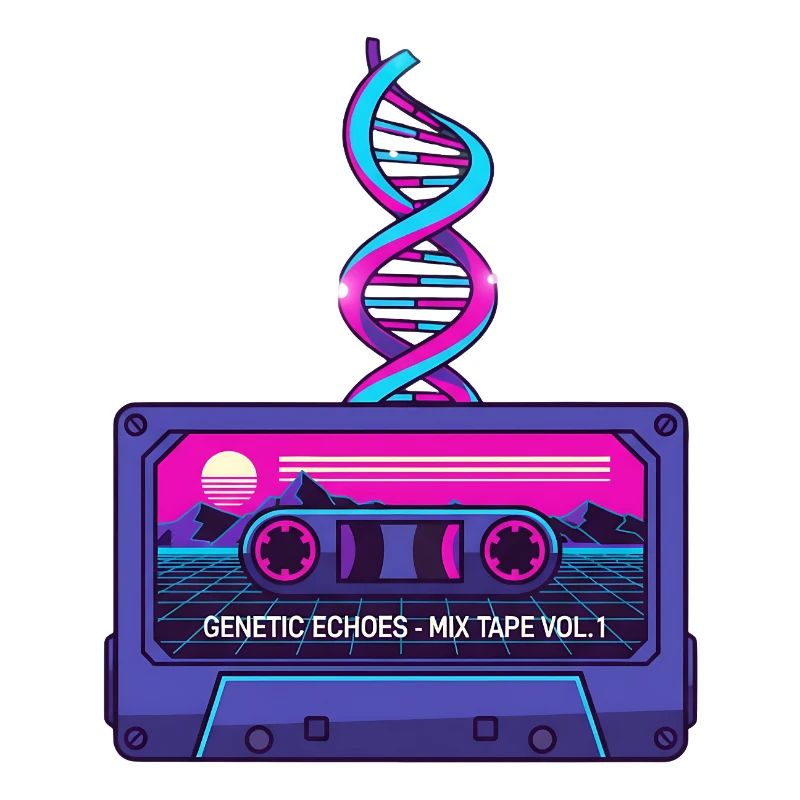 Neon Retro Kassette DNA Kunst
