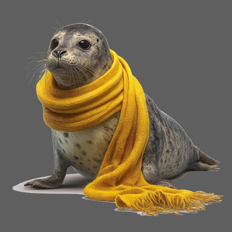 Phoque mignon avec écharpe jaune