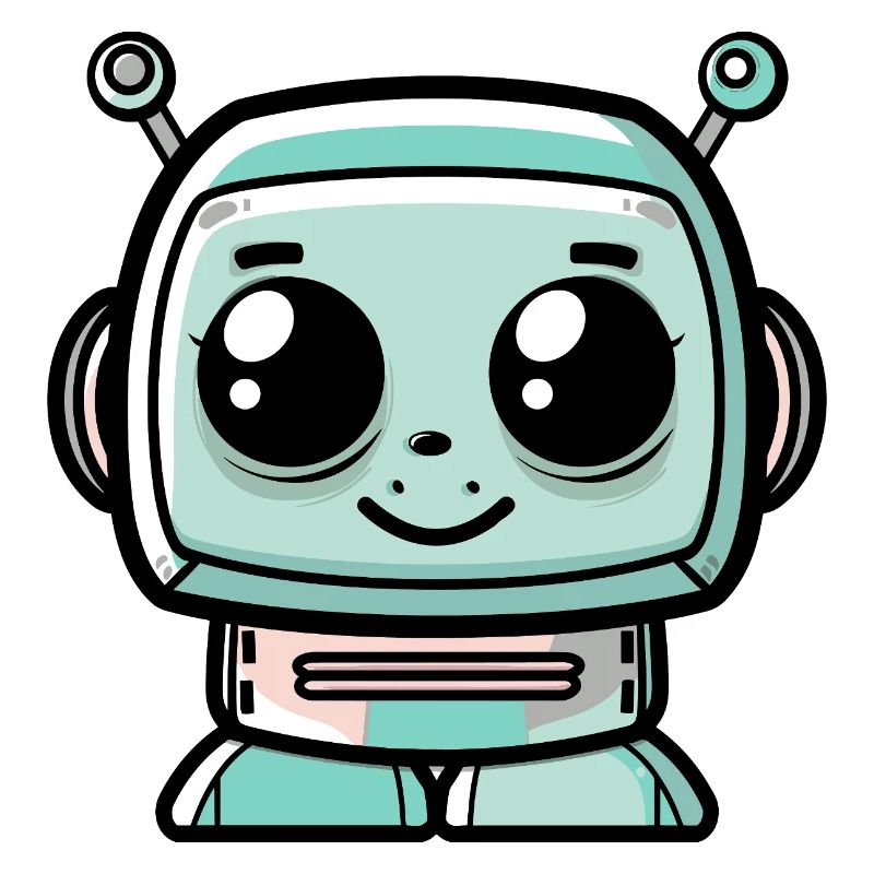 Robot rétro mignon avec de grands yeux