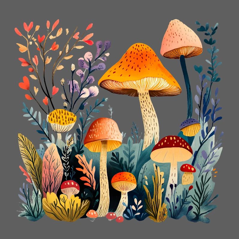Groupe de champignons forestiers dans la forêt d’automne
