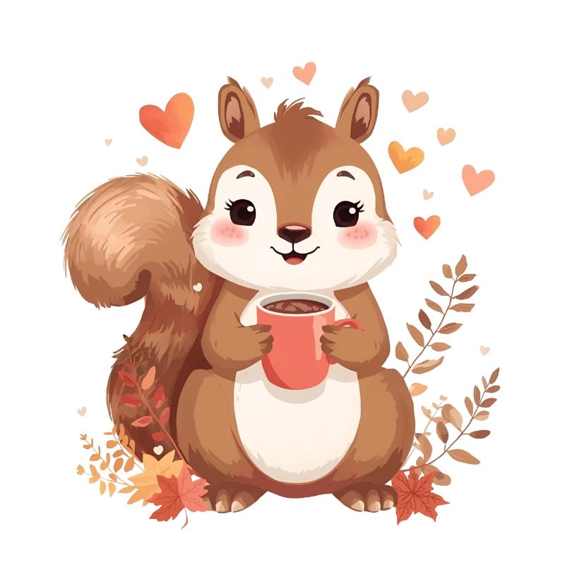 Écureuil d’automne au chocolat chaud